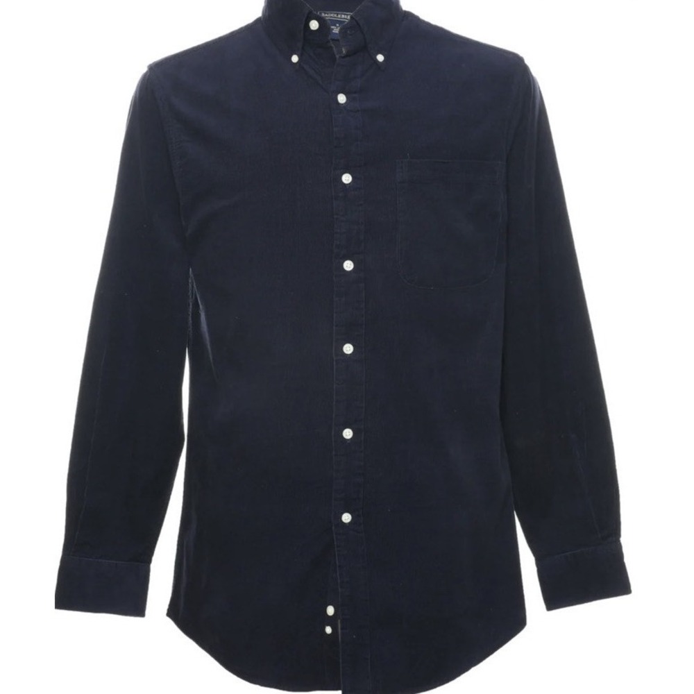 New‎ $36 Saddlebred Corduroy Long Sleeve Button Shirt Benson Navy Blue Men's XXL
